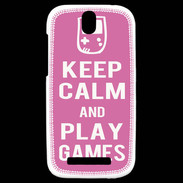 Coque HTC One SV Keep Calm Play games Rose