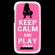 Coque HTC One SV Keep Calm Play on Rose