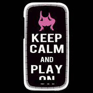 Coque HTC One SV Keep Calm Play on Noir