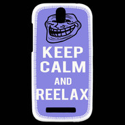 Coque HTC One SV Keep Calm Reelax Bleu