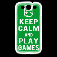 Coque Samsung Galaxy S3 Keep Calm Play games Vert
