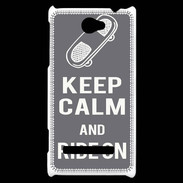 Coque HTC Windows Phone 8S Keep Calm Ride on Gris