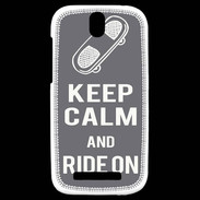 Coque HTC One SV Keep Calm Ride on Gris