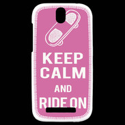 Coque HTC One SV Keep Calm Ride on Rose