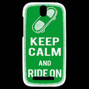 Coque HTC One SV Keep Calm Ride on Vert