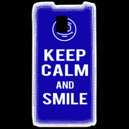 Coque LG P990 Keep Calm Smile Bleu