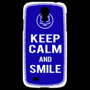 Coque Samsung Galaxy S4 Keep Calm Smile Bleu