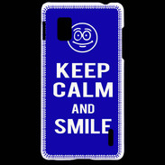 Coque LG Optimus G Keep Calm Smile Bleu