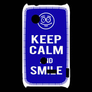 Coque Sony Xperia Typo Keep Calm Smile Bleu