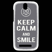Coque HTC One SV Keep Calm Smile Gris