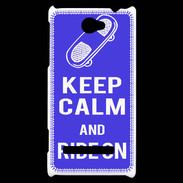 Coque HTC Windows Phone 8S Keep Calm Ride on Bleu