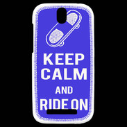 Coque HTC One SV Keep Calm Ride on Bleu