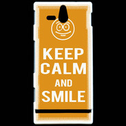 Coque Sony Xperia U Keep Calm Smile Orange