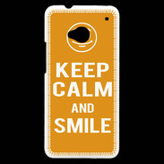 Coque HTC One Keep Calm Smile Orange