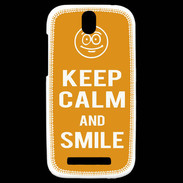 Coque HTC One SV Keep Calm Smile Orange