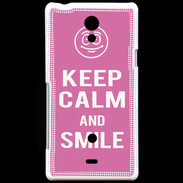 Coque Sony Xperia T Keep Calm Smile Rose