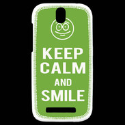 Coque HTC One SV Keep Calm Smile Vert