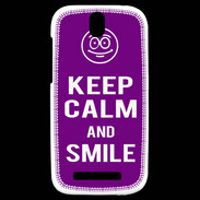 Coque HTC One SV Keep Calm Smile Violet
