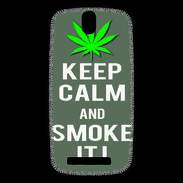 Coque HTC One SV Keep Calm Smoke it Gris