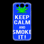 Coque Samsung Galaxy S3 Keep Calm Smoke it Bleu