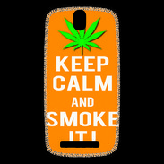 Coque HTC One SV Keep Calm Smoke it Orange