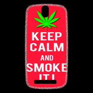 Coque HTC One SV Keep Calm Smoke Rouge