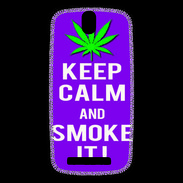 Coque HTC One SV Keep Calm Smoke it Violet