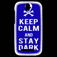 Coque HTC One SV Keep Calm Stay dark Bleu