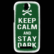 Coque HTC One SV Keep Calm Stay dark Vert