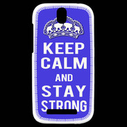 Coque HTC One SV Keep Calm Stay strong Bleu