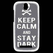 Coque HTC One SV Keep Calm Stay dark Gris