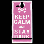 Coque Sony Xperia U Keep Calm Stay dark Rose
