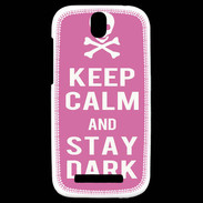 Coque HTC One SV Keep Calm Stay dark Rose