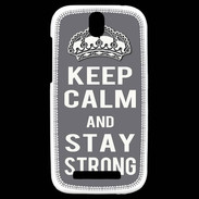 Coque HTC One SV Keep Calm Stay strong Gris