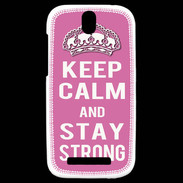 Coque HTC One SV Keep Calm Stay strong Rose