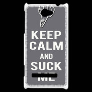 Coque HTC Windows Phone 8S Keep Calm Suck me Gris