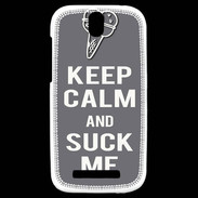 Coque HTC One SV Keep Calm Suck me Gris