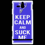 Coque Sony Xperia U Keep Calm Suck me Bleu
