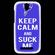 Coque HTC One SV Keep Calm Suck me Bleu