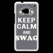 Coque HTC One Keep Calm Swag Gris