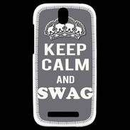 Coque HTC One SV Keep Calm Swag Gris