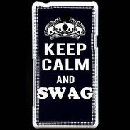 Coque Sony Xperia T Keep Calm Swag Noir