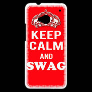 Coque HTC One Keep Calm Swag Rouge