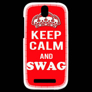 Coque HTC One SV Keep Calm Swag Rouge