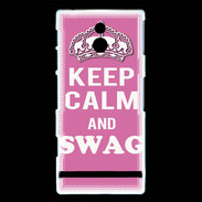 Coque Sony Xperia P Keep Calm Swag Rose