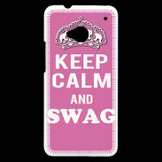 Coque HTC One Keep Calm Swag Rose
