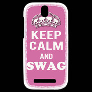 Coque HTC One SV Keep Calm Swag Rose