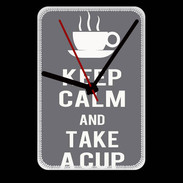 Grande pendule murale Keep Calm Take a cup Gris