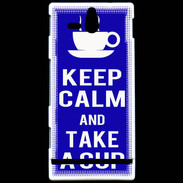Coque Sony Xperia U Keep Calm Take a cup Bleu