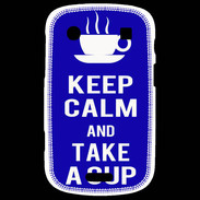 Coque Blackberry Bold 9900 Keep Calm Take a cup Bleu